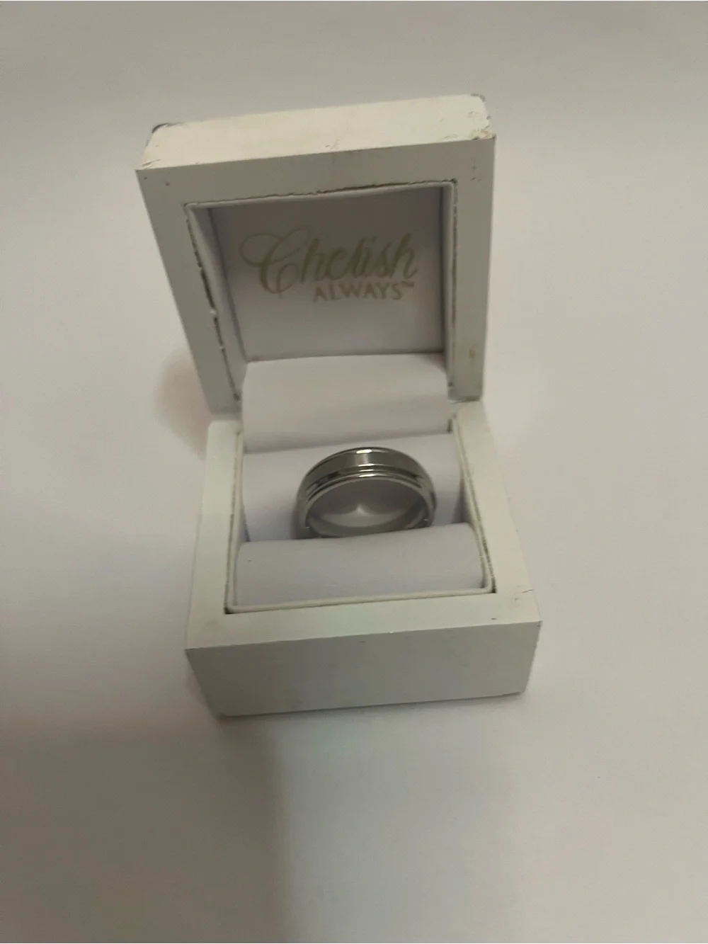 Cherish Men’s Sterling Silver Band Ring with Dual Grooves